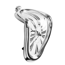 Novel Surreal Melting Distorted Wall Clock Surrealist Salvador Dali Style Wall Clock Amazing Home Decoration Gift SILVER
