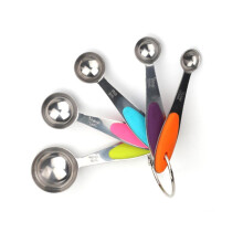 5PCS Küche Backen Werkzeug Messlöffel Set Edelstahl Silikon Griff Kuchen Messlöffel