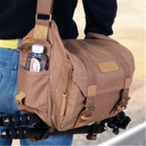 F1 Canvas Outdoor Leisure One Shoulder Digital Camera Bag( Coffee) 1
