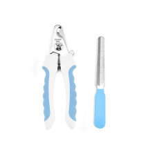 Pet Nail Scissors with File, Stainless Steel Nail Clippers for Cat and Dog Blue White
