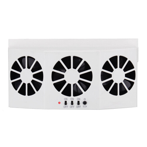 Car Window Air Vent Cool Ventilation System Triple Fan Cooler ABS Solar Powered WHITE COLOR