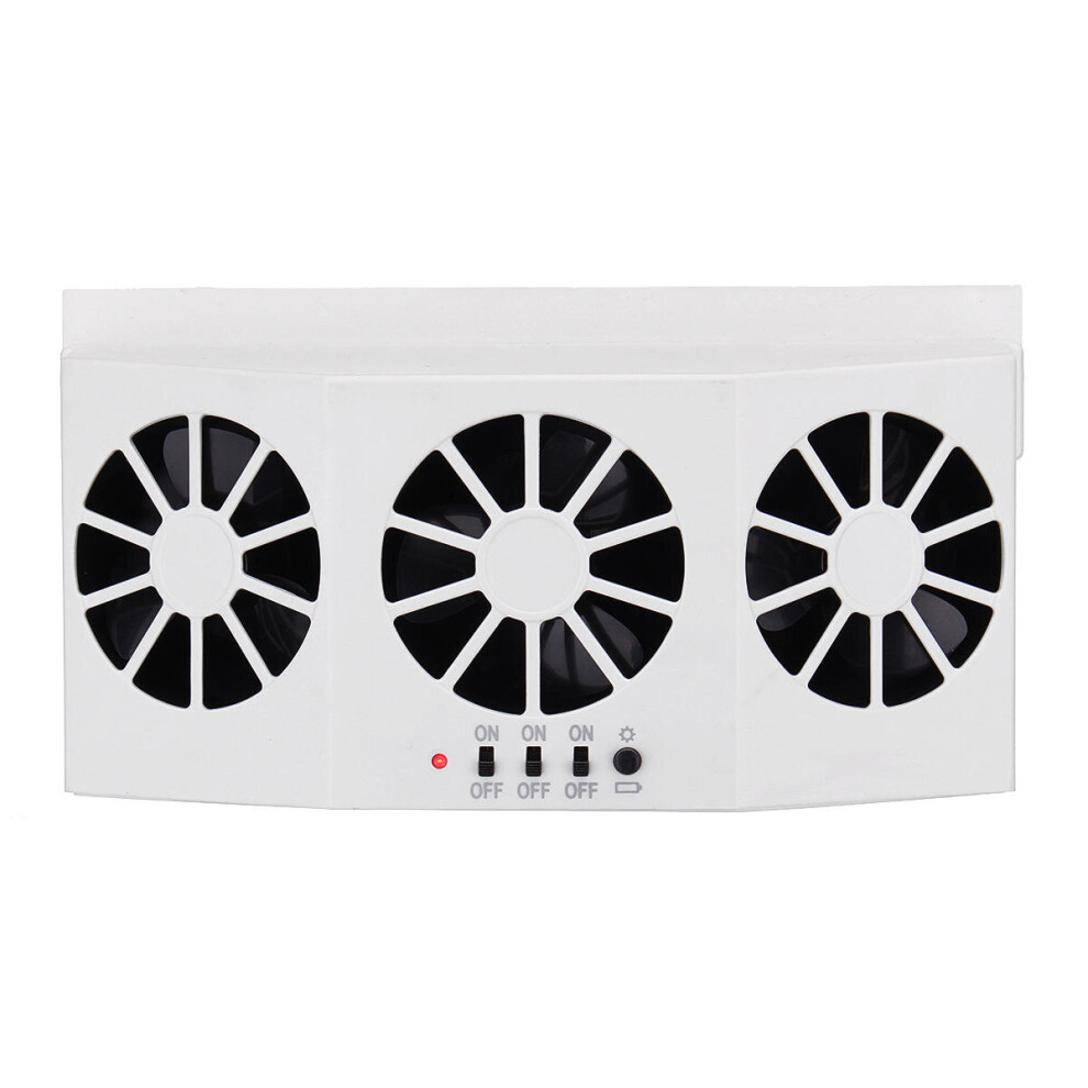 Car Window Air Vent Cool Ventilation System Triple Fan Cooler Abs Solar Powered Color White 5202984946656