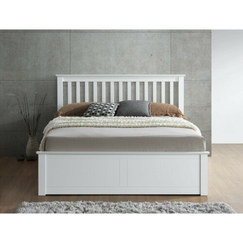 Bedmaster (4FT Small Double) Melbourne White Wooden Ottoman Storage Bed