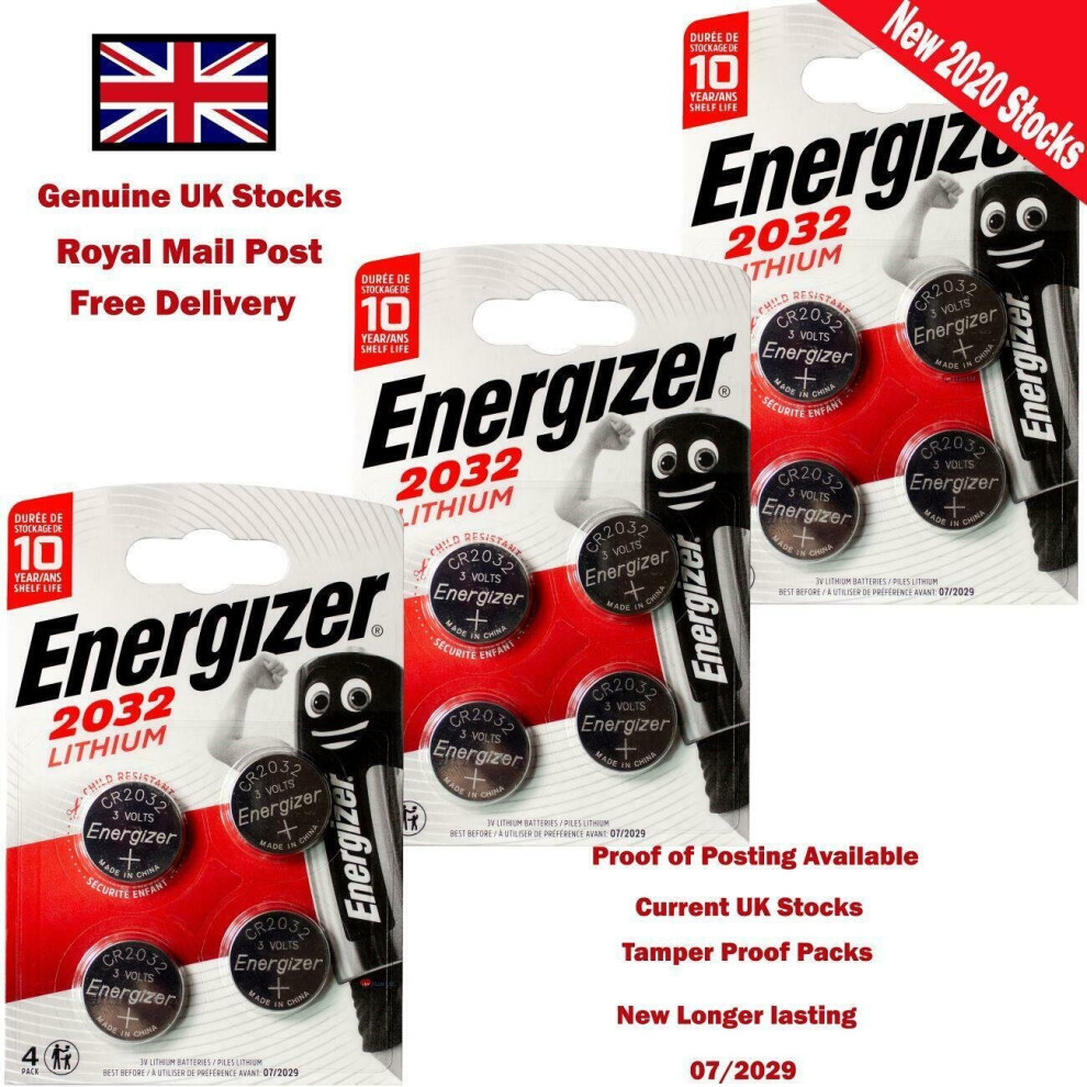 Energizer CR2032 3V Lithium Button Coin Cell Battery with Baby Secure Technology Pack of 12