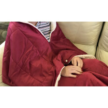 (Burgundy) 3 in 1 Reversible Cosy Wrap / Blanket with Sleeves - Burgundy or Natural