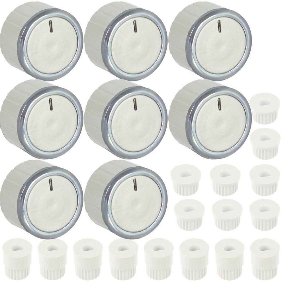 Control Knob Dial Switch + Adaptors for BELLING Oven Cooker White x 8