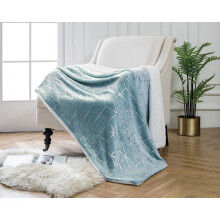 (Duck Egg) Foil Graphic Geometric Sherpa Fleece Blanket | 130cm x 180cm
