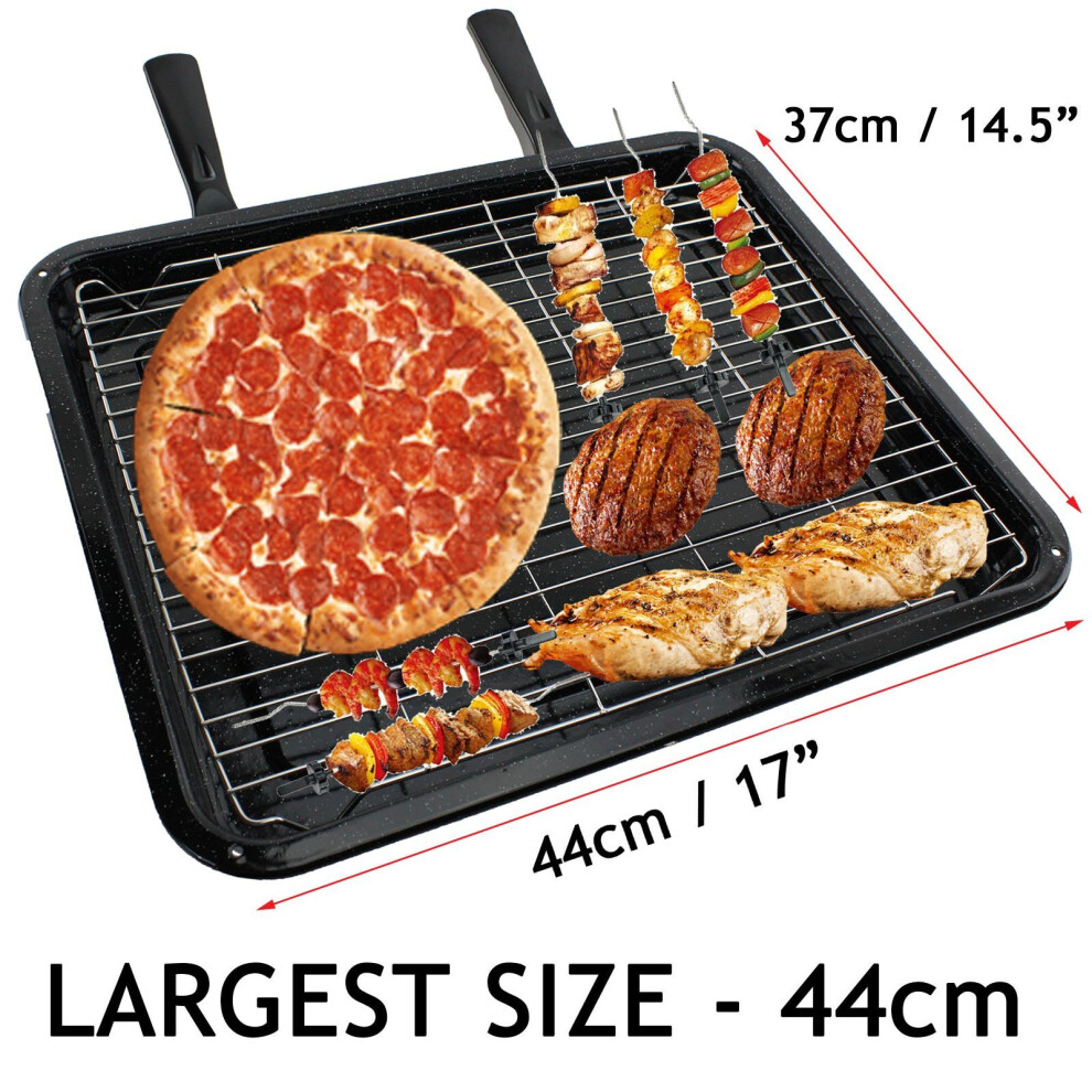 Spares2go Extra Large Enamel Grill Tray & Rack For Belling Oven Cooker (370 X 440Mm)