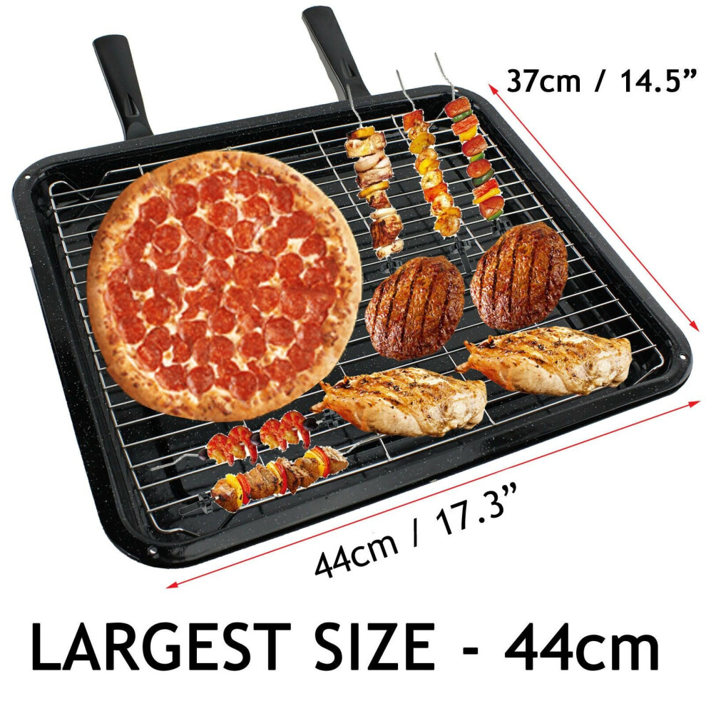 XXL Extra Large Grill Pan Tray Double Handle 440mm x 370mm for UNIVERSAL Oven Cooker