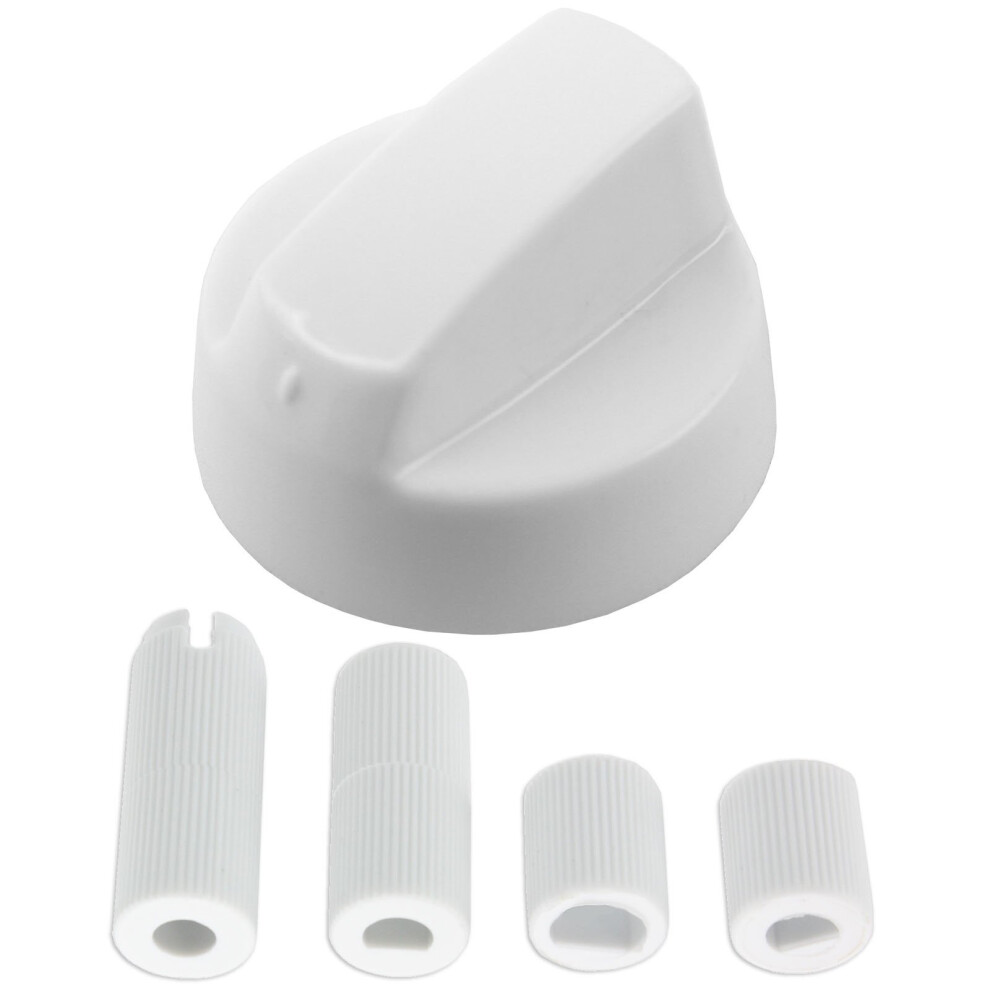 Spares2go Universal Control Knob & Adaptors For Ariston Cooker Oven Hob White