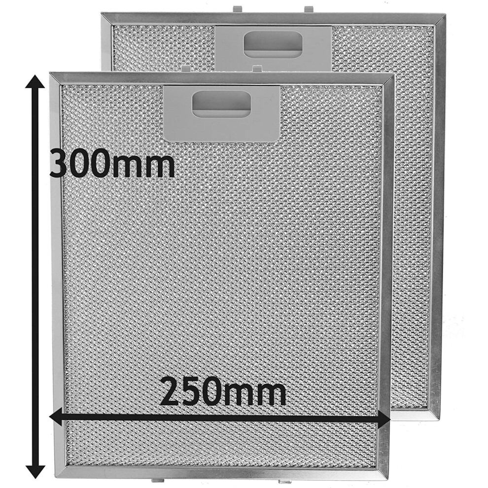 Cooker Hood Metal Mesh Grease Filter for Logik Kitchen Extractor Fan Vent (Silver, 300 x 250 mm, Pack of 2)