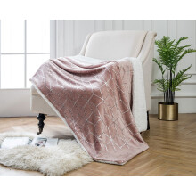 (Pink) Foil Graphic Geometric Sherpa Fleece Blanket | 130cm x 180cm
