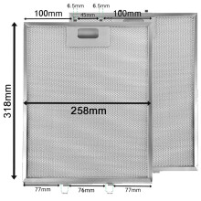 Metal Mesh Filter Pack of 2 for Select Cooker Hoods/Extractor Fans - Silver, 318 x 258 mm