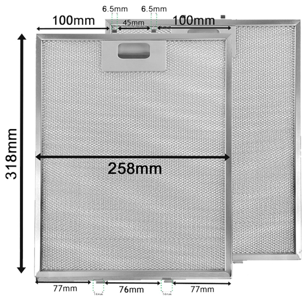 Spares2go Metal Mesh Filter Pack Of 2 For Select Cooker Hoods/Extractor Fans - 318 X 258 Mm Silver