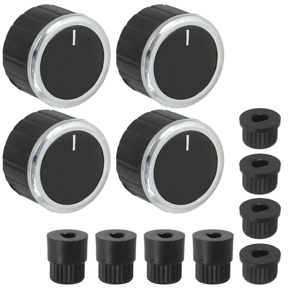 Spares2go Control Knob Dial Switch + Adaptors For Hotpoint Oven Cooker X 4 Black