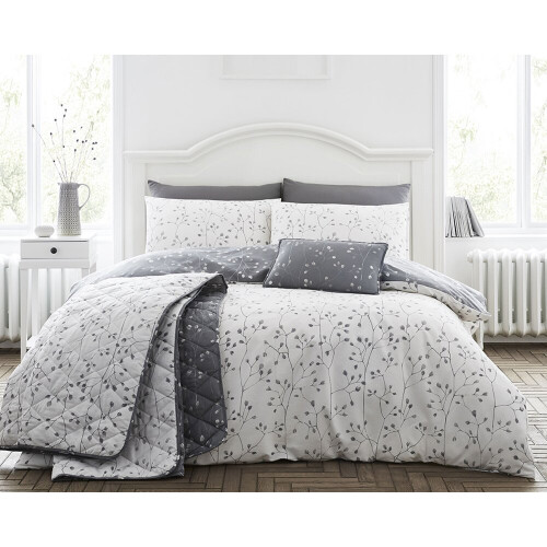 (Double, Grey) Hip Sprig 200 TC Duvet Set