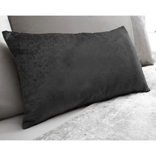 (Black) Crushed Velvet Boudoir Cushion- 30 X 50 cm