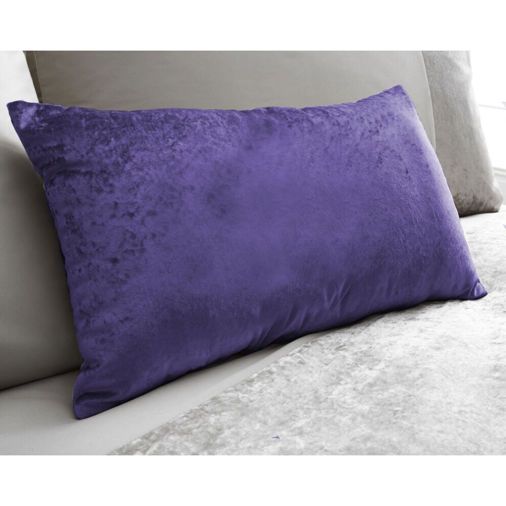 (Purple) Crushed Velvet Boudoir Cushion- 30 X 50 cm