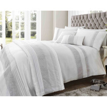 (White, Double) Dallas Embellished Bedding Set