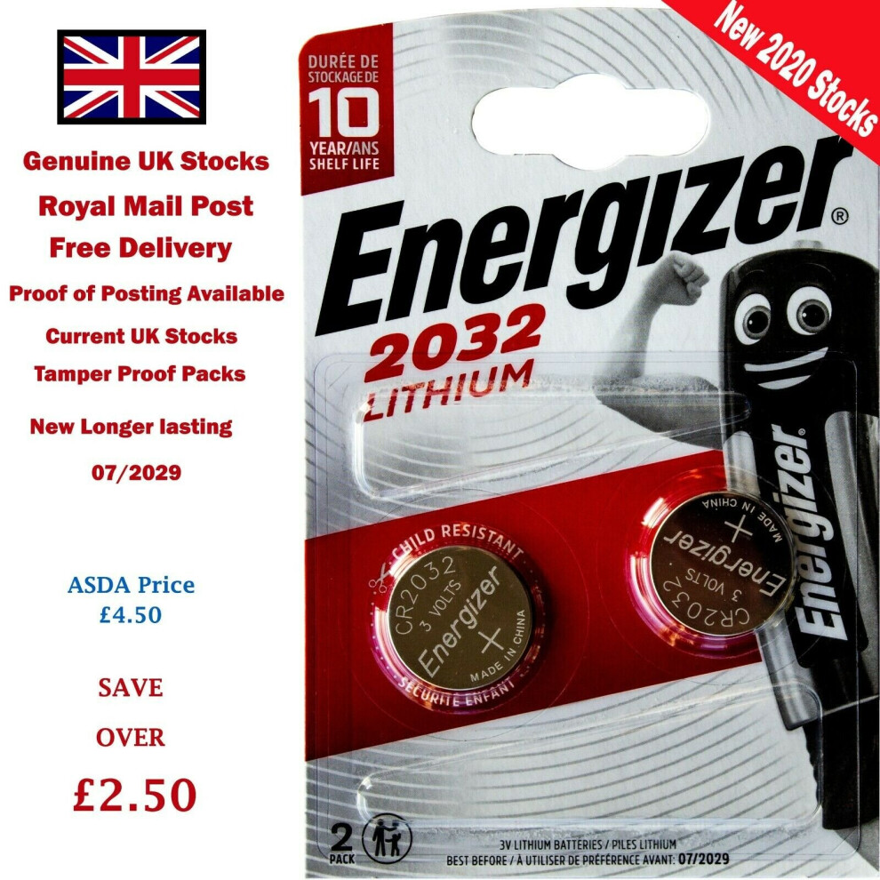 Energizer Cr2032 3V Lithium Button Coin Cell Battery With Baby Secure Technology Pack Of 2 5055906352697