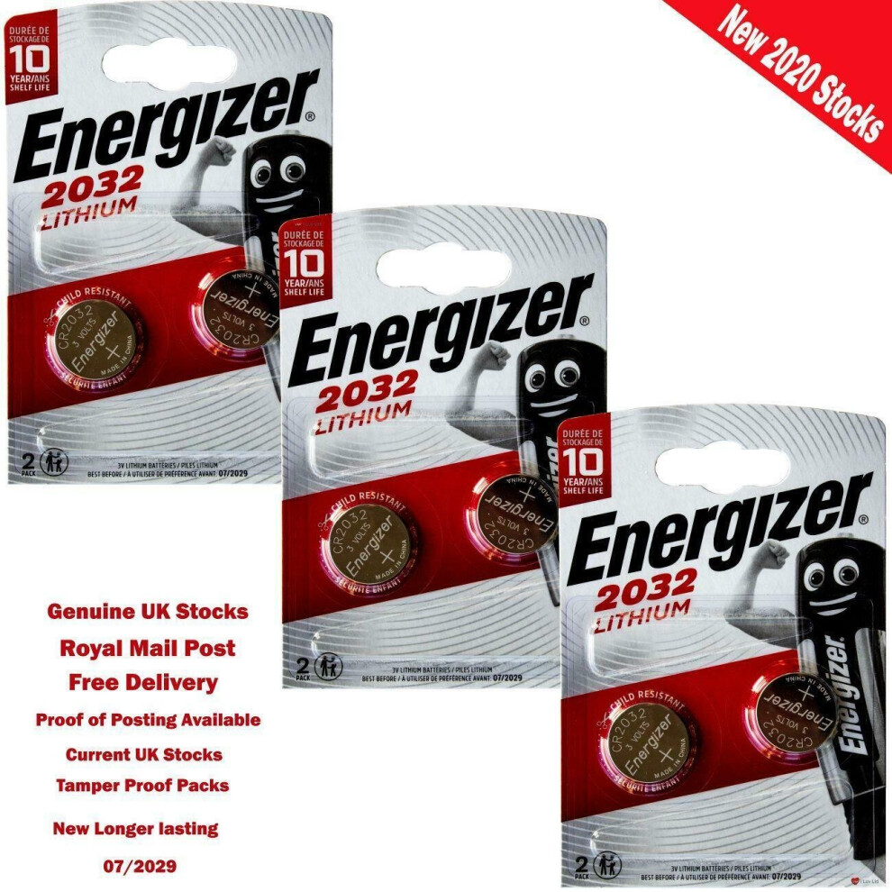 Energizer CR2032 3V Lithium Button Coin Cell Battery with Baby Secure Technology Pack of 6