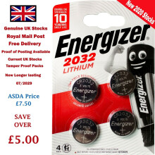 Energizer CR2032 3V Lithium Coin Battery (Pack of 4) with Baby Secure Technology