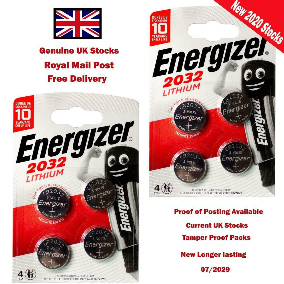 Energizer CR2032 3V Lithium Button Coin Cell Battery with Baby Secure Technology Pack of 8