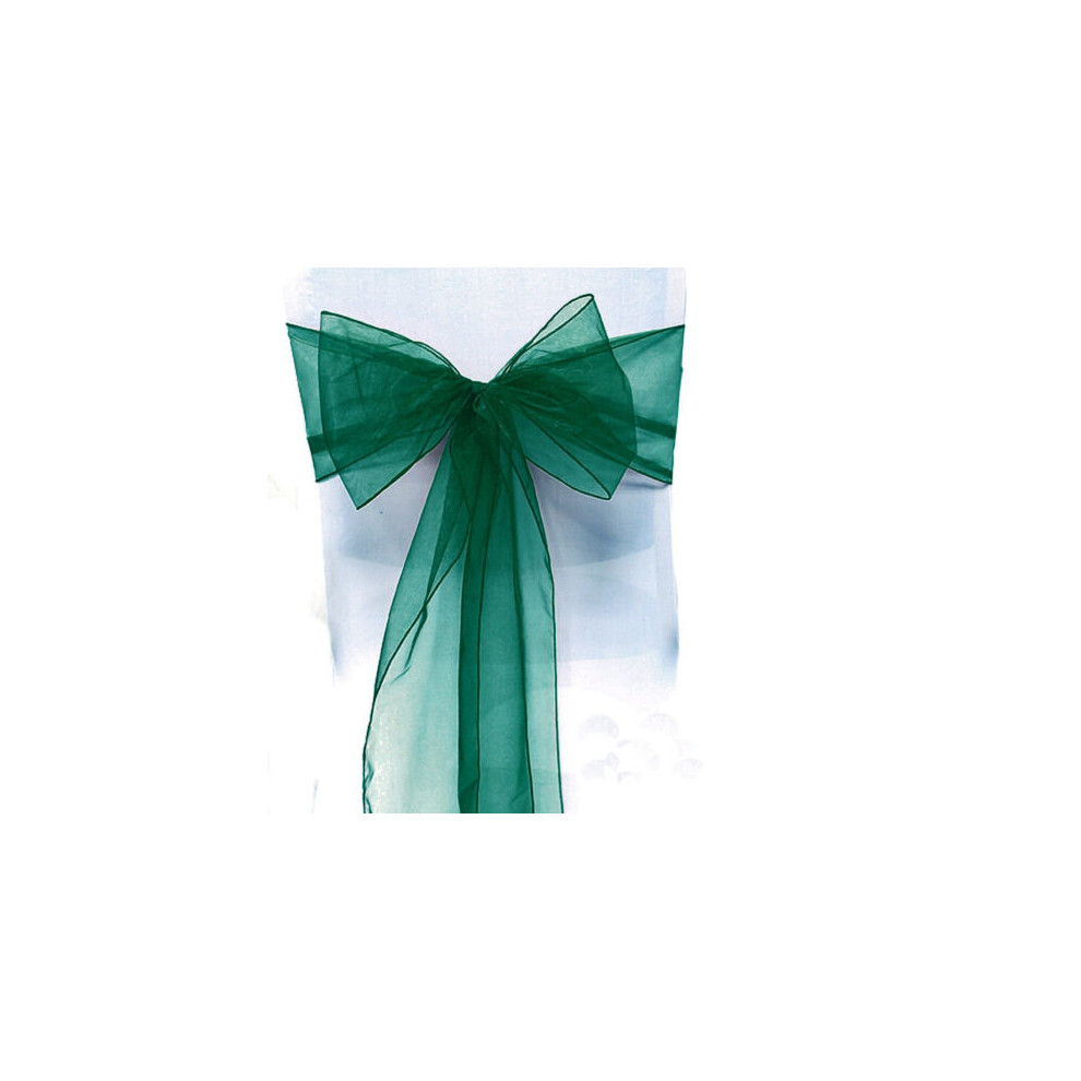 (#22 Dark Green, 50 Pcs) 10/25/50/100X Chair Cover Wide Bow Tie Sashes Wedding Party Venue Ornaments
