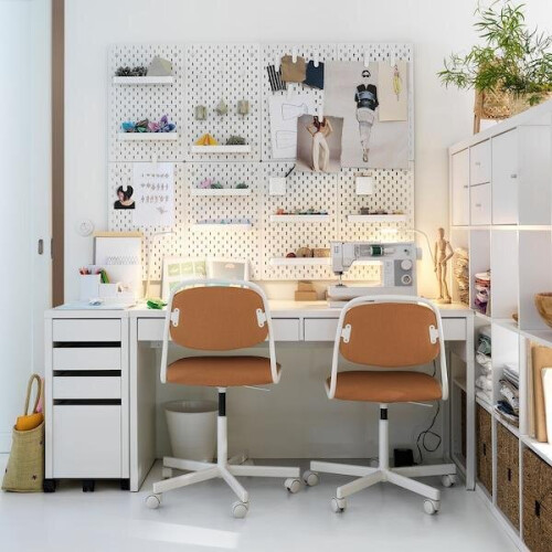 Ikea MICKE Drawer unit with drop-file storage, white 35x75 cm 1