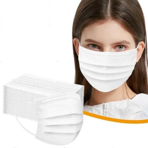 50 White Disposable Face Masks