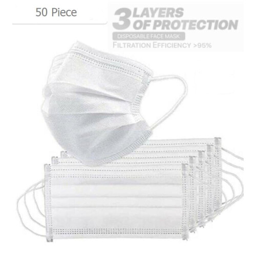 50 White Disposable Face Masks 1