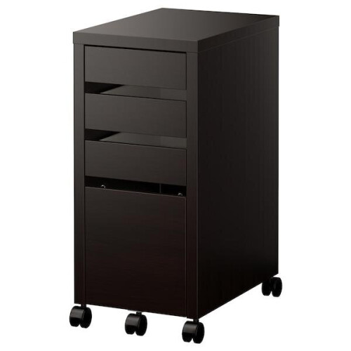 Ikea MICKE Drawer unit with drop-file storage, black-brown 35x75 cm