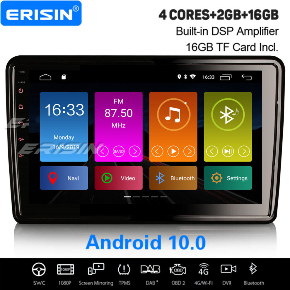 10.1" Android 10.0 Dsp Universal Car Stereo Double 2Din Navi Head Unit Wifi Obd2 Cd Usb Bt 631851158550