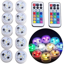 ZXX 10x luci LED subacquee, RGB sommergibile Multicolor impermeabile 1,5 "candele senza fiamma alimentato a batteria con telecomando per vaso ciotola