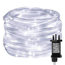 Lighting EVER LE Rope Lights 10m, 100 LEDs, Daylight White, Mains Powered, IP65 Waterproof Outdoor String Light, Low Voltage, 8 Modes + Timer