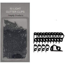 50 Gutter Hanging Hooks/Clips for Outdoor Christmas Xmas String Lights (Black)