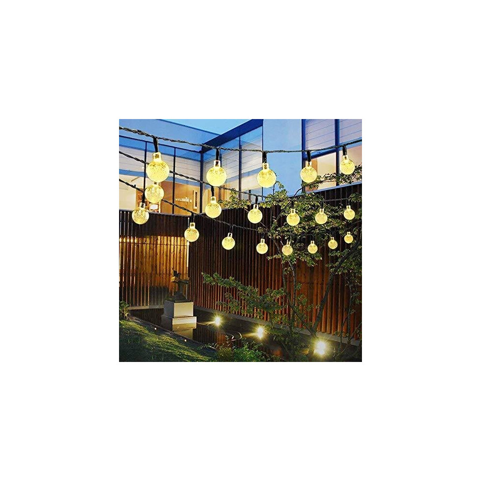 Moopok Solar String Lights 23Ft 50Led Waterproof Crystal Ball Led Outdoor Fairy Lights Solar Powered Garden String For Garden Patio Yard Christmas Wedding White/Light