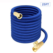 (Blue, 25 FT) Youngshion Heavy Duty Superior Strength Garden Hose Expandable Leakproof Water Tube with 3/4" Solid Brass Fitting and Durable 3300D Knitted Fabric
