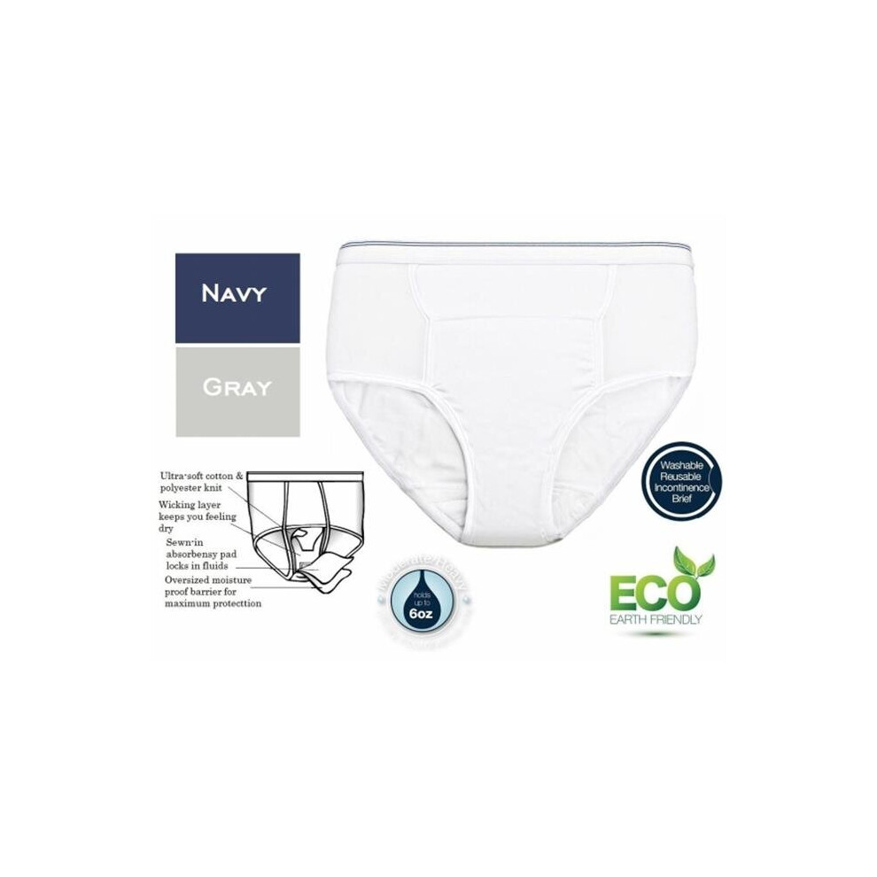 Care Apparel 6255-1B-Ast 6 Oz Medium Mens Reusable Incontinence Panty, Assorted Colors - Pack Of 3