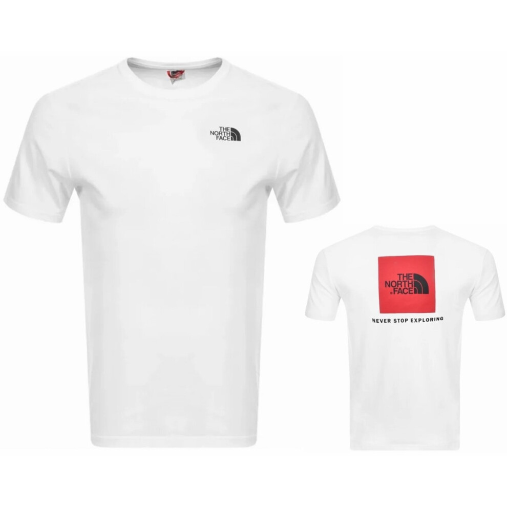 (L) The North Face T0C242FN4 Red Box T-Shirt White