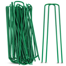 LIVIVO 50Pcs Heavy Duty U Tent Pegs - Galvanised Metal Ground Anchors