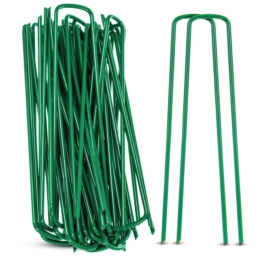 Livivo 50Pcs Heavy Duty U Tent Pegs - Galvanised Metal Ground Anchors