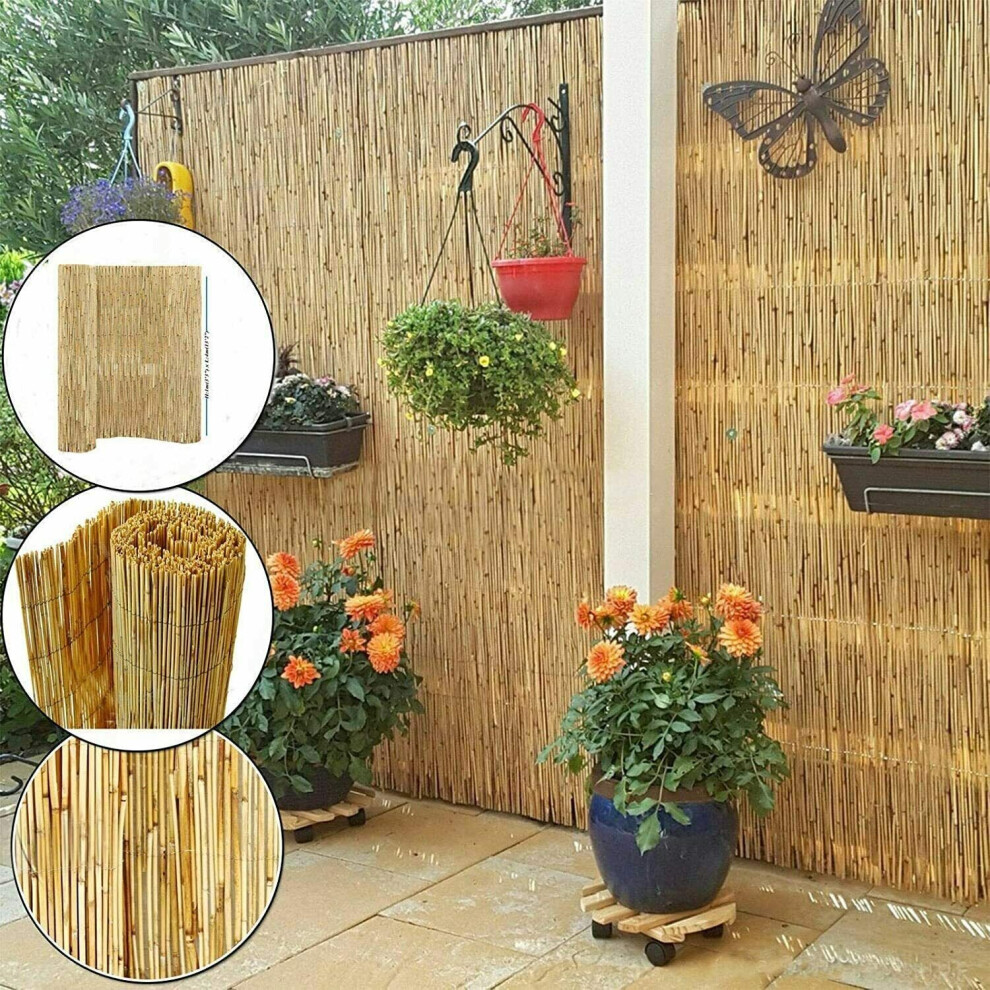 (Fence Natural 4m Peeled Reed Garden Screen Fencing Screening Roll Panel Wooden) Natural 4m Peeled Garden Reed Fence Wooden Roll