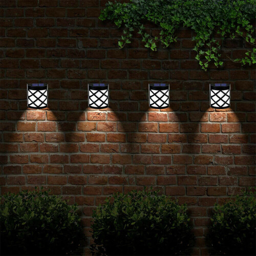 Fence Criss Cross Solar Powered LED Lights Wall Mounted Path Garden 1