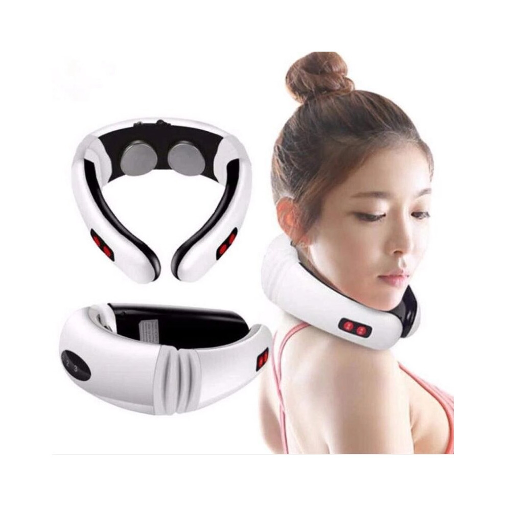 (Battery models) Neck Massager Electric Cervical Treatment Physical Therapy Self Massage Smart Instrument Multi-Function 6 Modes