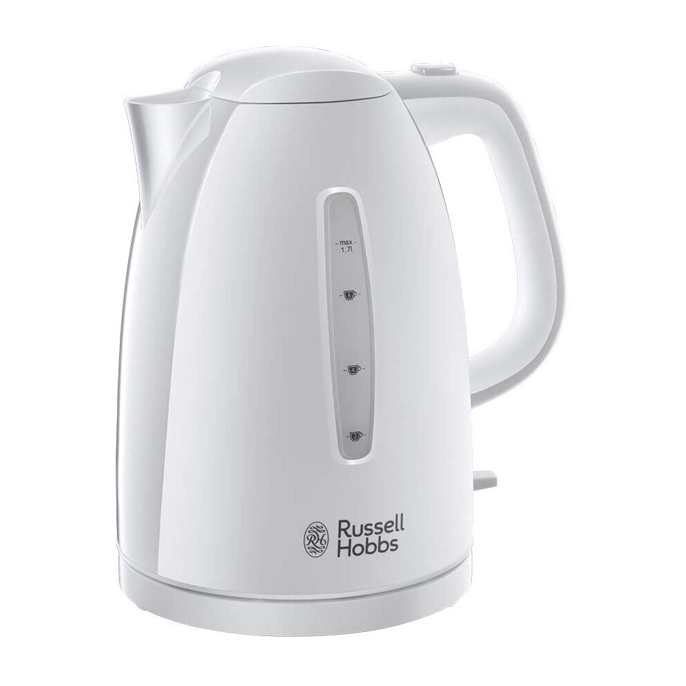 Russell Hobbs Textures Plastic Kettle 1.7 Litre 3000w Dual Water Windows White