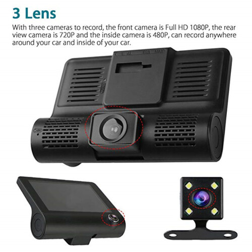 Driving Recorder Three-lens HD Reversing Video Gravity Sensor Car 2