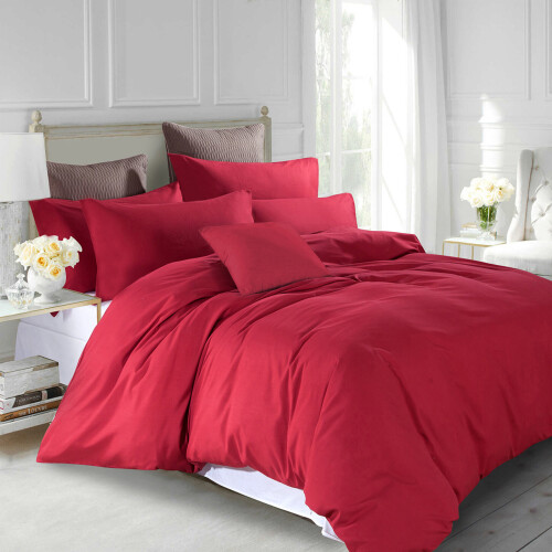 Imperial Rooms (Red, King) Plain Duvet Cover Single Double King Bed Set Quilt