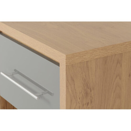 Seconique Seville 1 Drawer Bedside Cabinet Grey High Gloss/Light Oak Effect Veneer 1