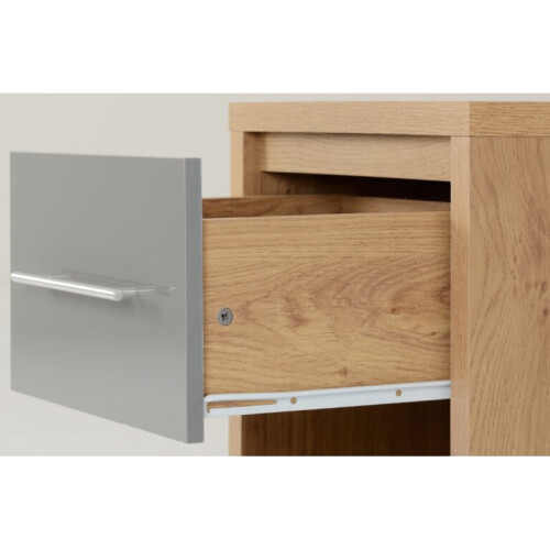 Seconique Seville 1 Drawer Bedside Cabinet Grey High Gloss/Light Oak Effect Veneer 2
